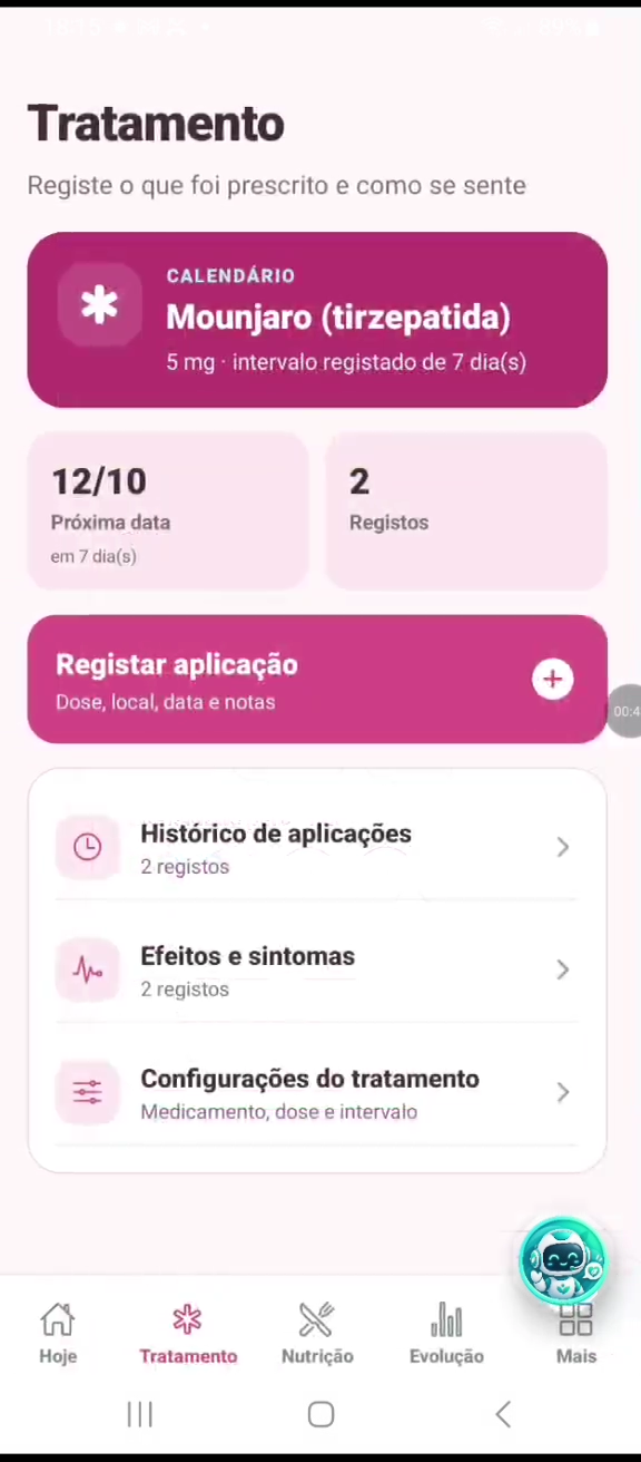 Registos de tratamento na Mounja